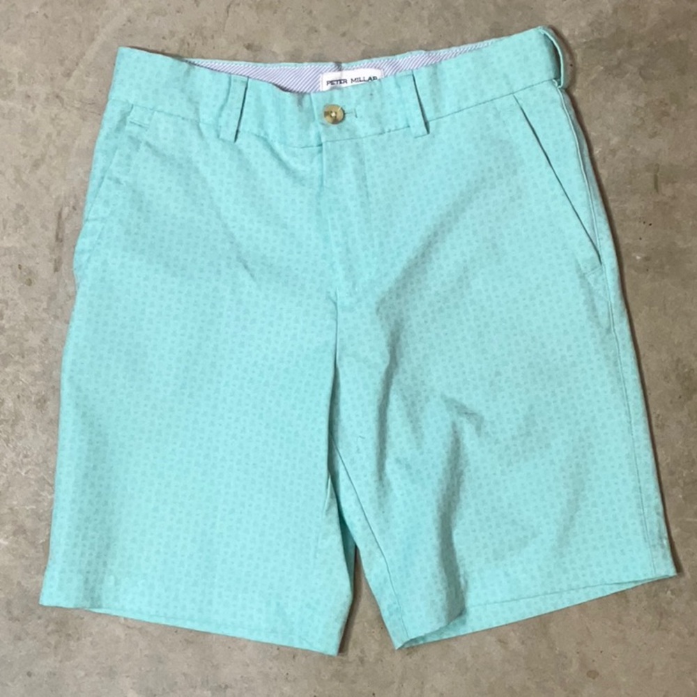 Peter Millar Aqua Patterned Golf Shorts